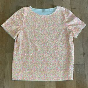 J. Crew Sequin Top in Pink and Yellow